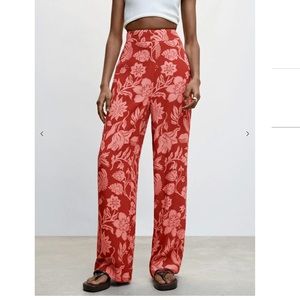 MANGO Floral Palazzo Pants